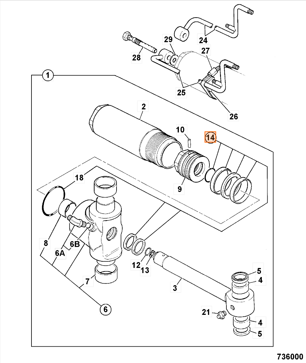 Ремкомплект гидроцилиндра JCB (OEM) 991/00163P