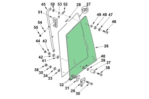 Стекло двери правое верхнее TEREX (820/860/940) 6099905M1